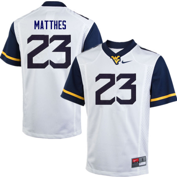 Men #23 Evan Matthes West Virginia Mountaineers College Football Jerseys Sale-White - Click Image to Close